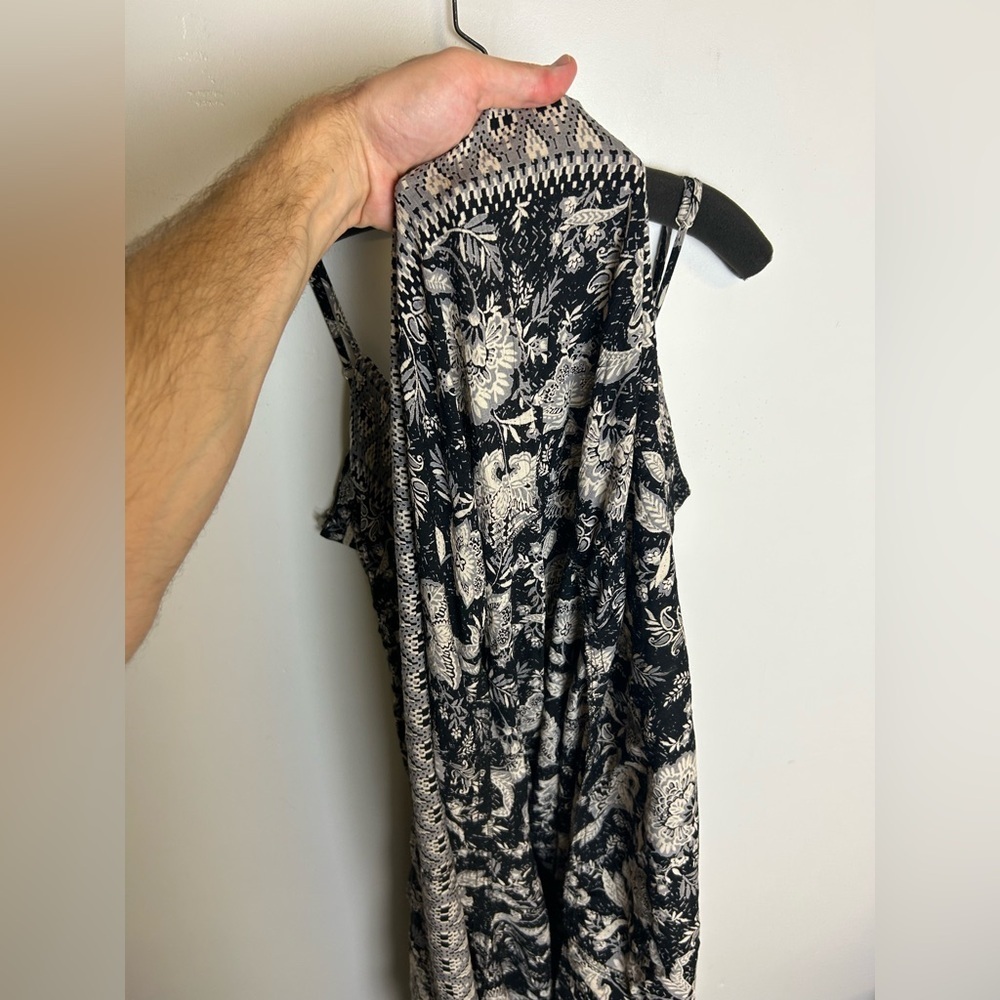 Angie Midi Dress Size L Novelty Floral Print Lightweight Open Strappy Back - Picture 3 of 13